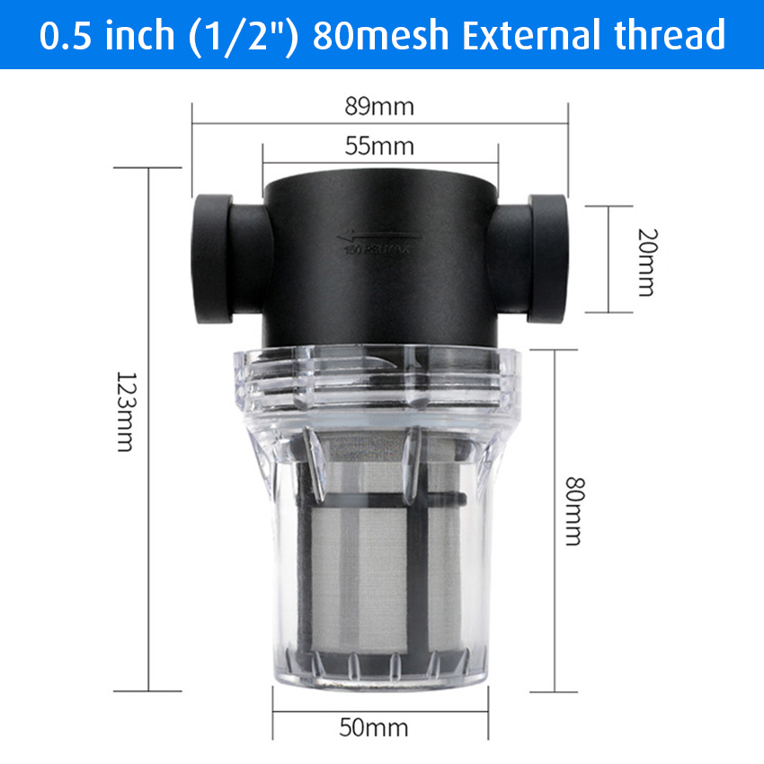 1/2''3/4''1'' Pipe water filter purifier 80 mesh for Aquaculture Home