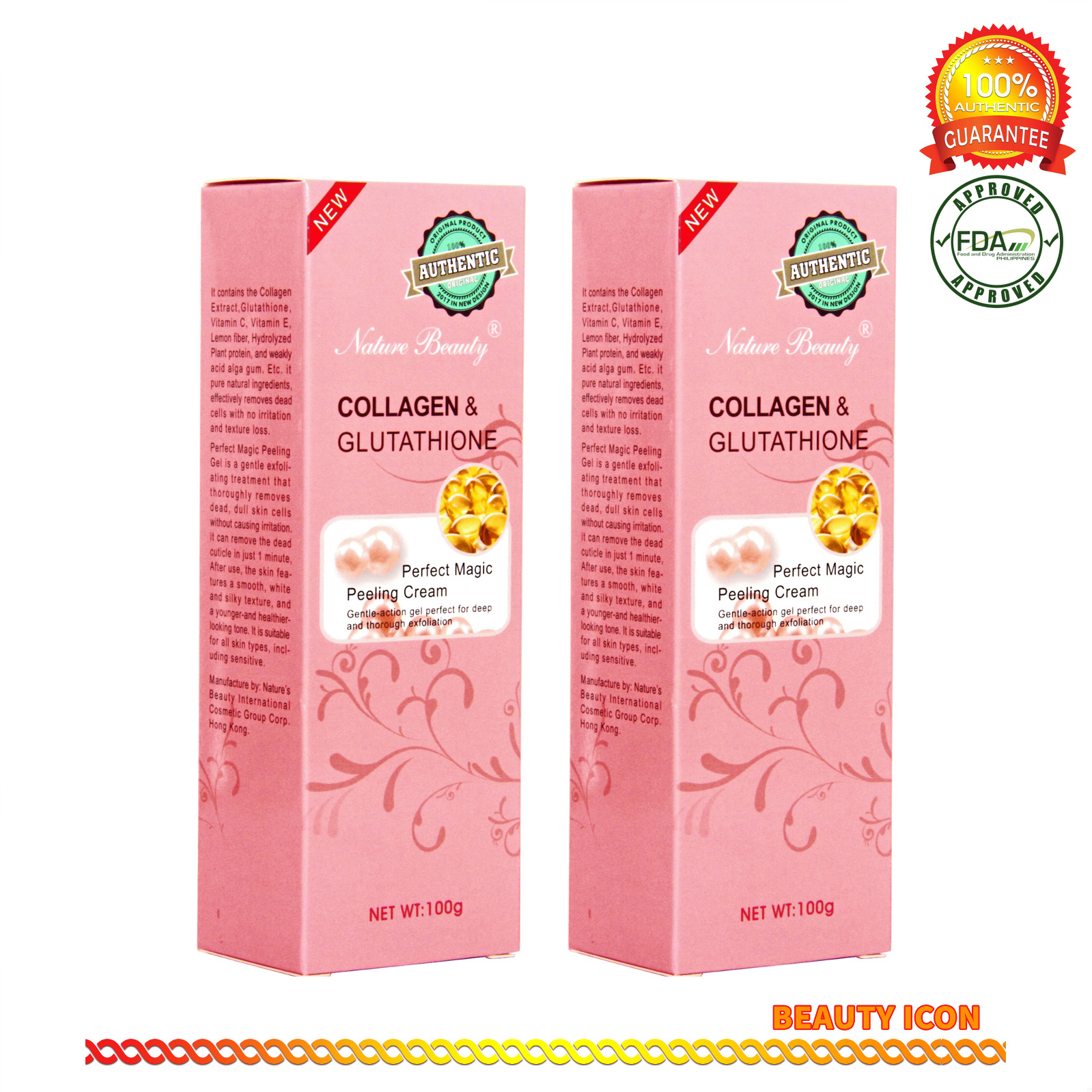 nature beauty collagen and glutathione Set of 2)Nature Beauty Collagen and Glutathione Peeling Cream 100g  Sensitive Skin Acne Care Exfoliating Cream Vitamin C Enriched Acne Blemish  Removal Cream - Lazada