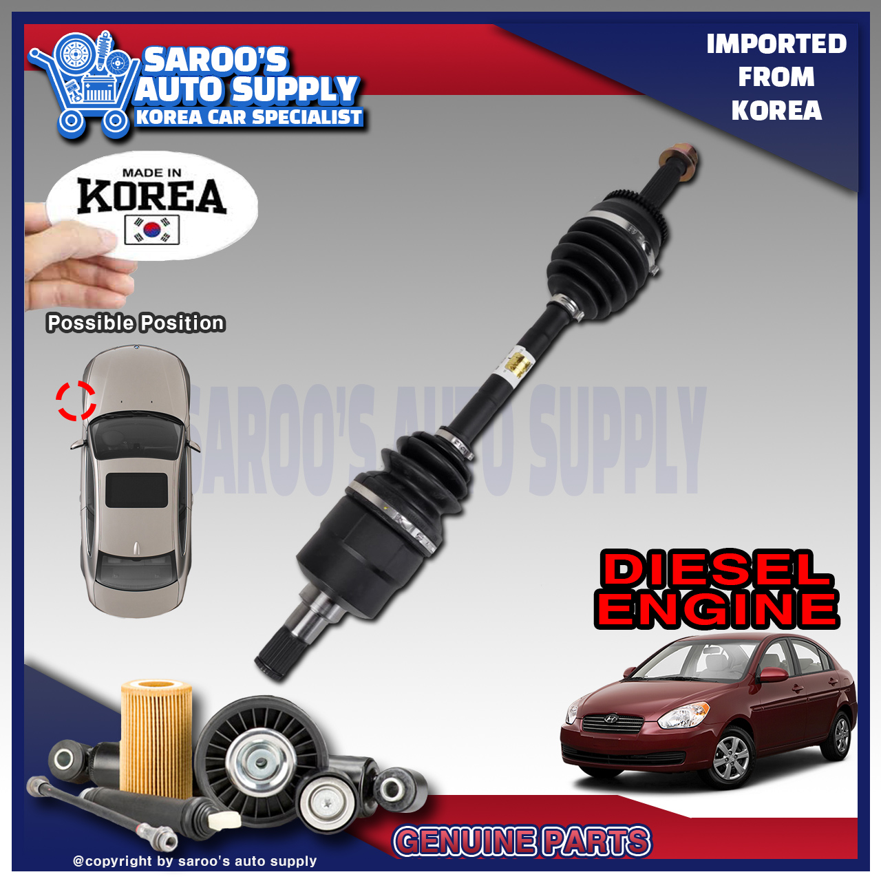 Drive Shaft / CV Joint /Constant Velocity For Hyundai Accent (0510