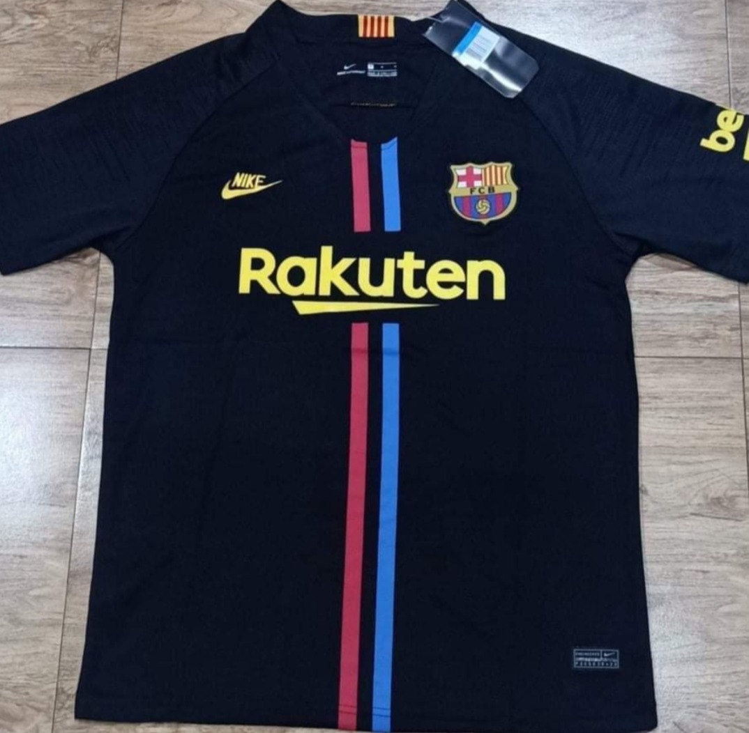 Kin Black Colour Rakuten Logo Branded Lycra Cotton Football Jersey 110337