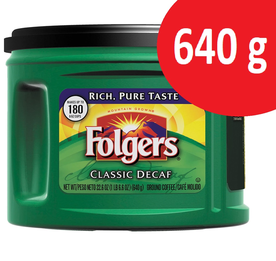 Folgers 2024 Classic Medium Decaf Ground Coffee decaf green 640 g or