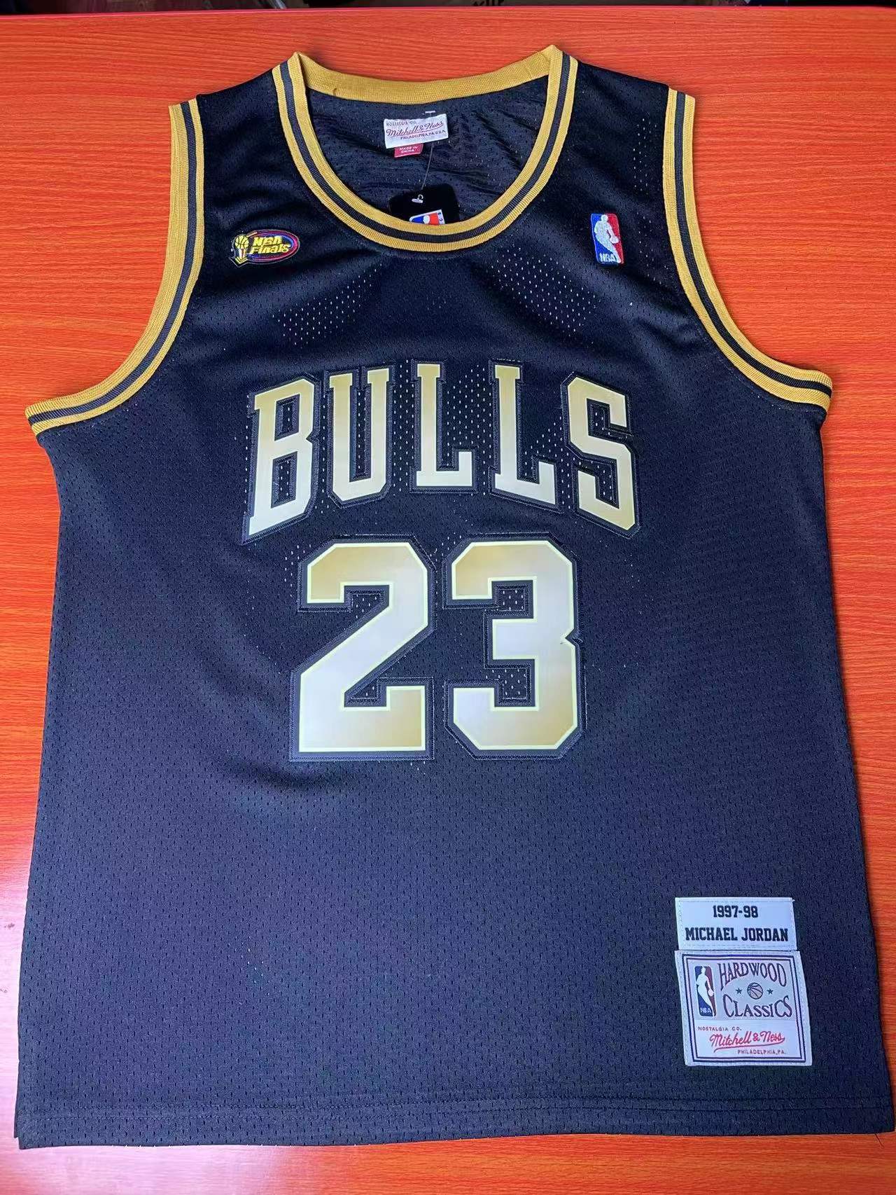 Michael Jordan Chicago Bulls White Gold & Black Gold Jersey - All