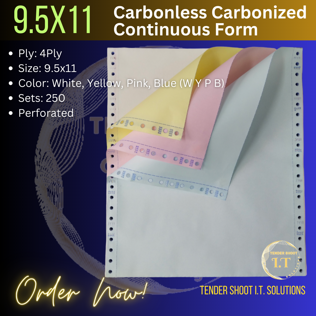 1Ply 2Ply 3Ply 4Ply Carbonless Carbonized Continuous Form 9.5 x 11 9