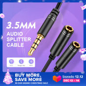 3.5mm Audio Splitter Earphone Cable Jack 1 Male to 2 Female with Separate Plugs Headphone Splitter for Mobile Phone Computer Jack