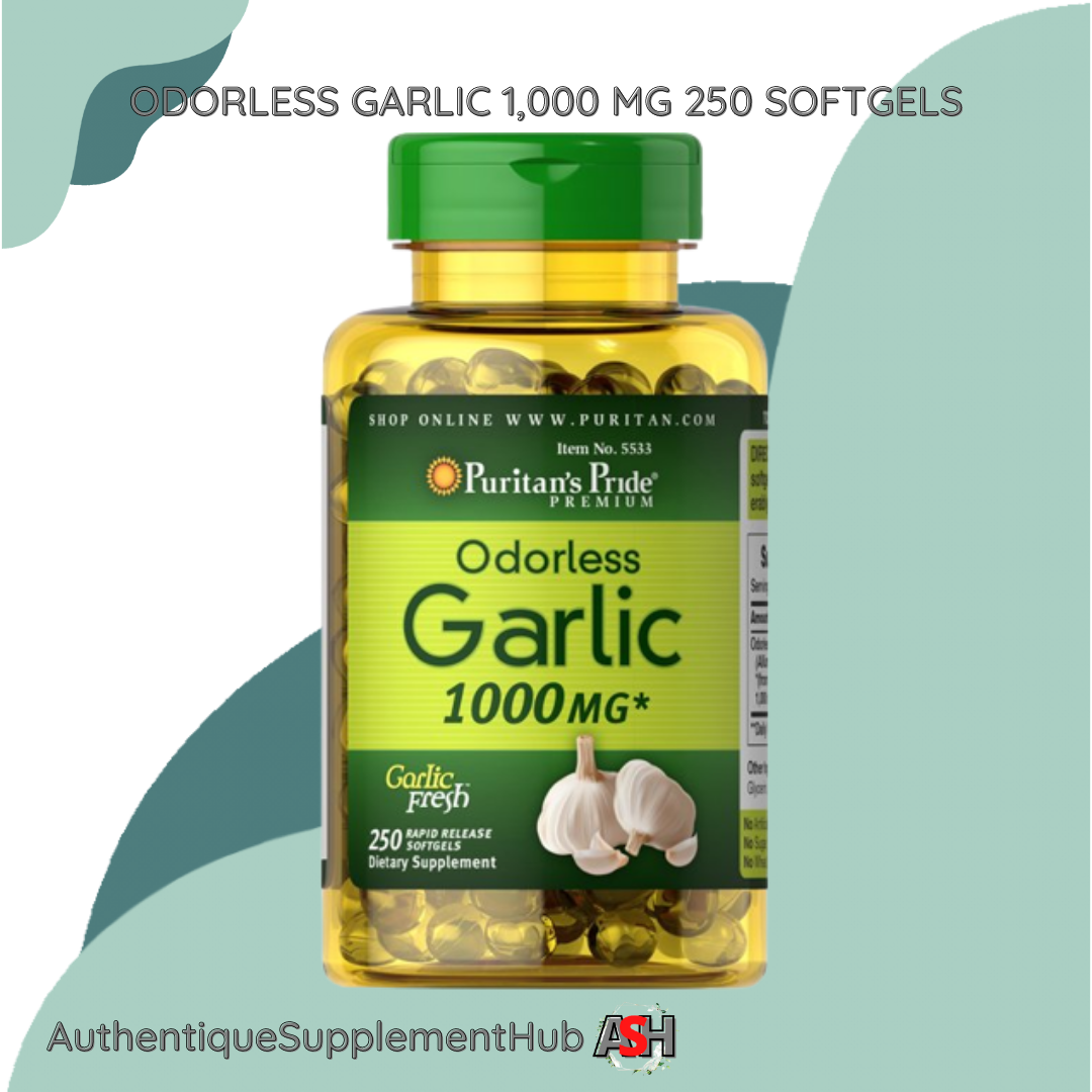 Puritan's Pride Odorless Garlic 500mg Softgels - Heart Health Supplement, 250 Count