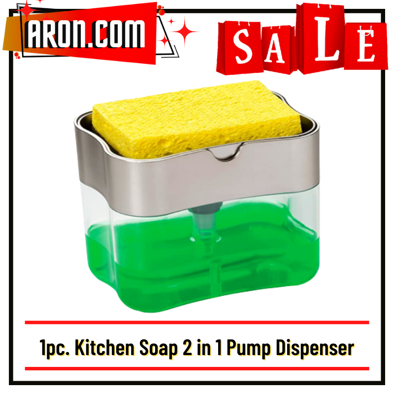 1pc Kitchen Dish Soap Dispenser With Sponge Holder, 2-in-1