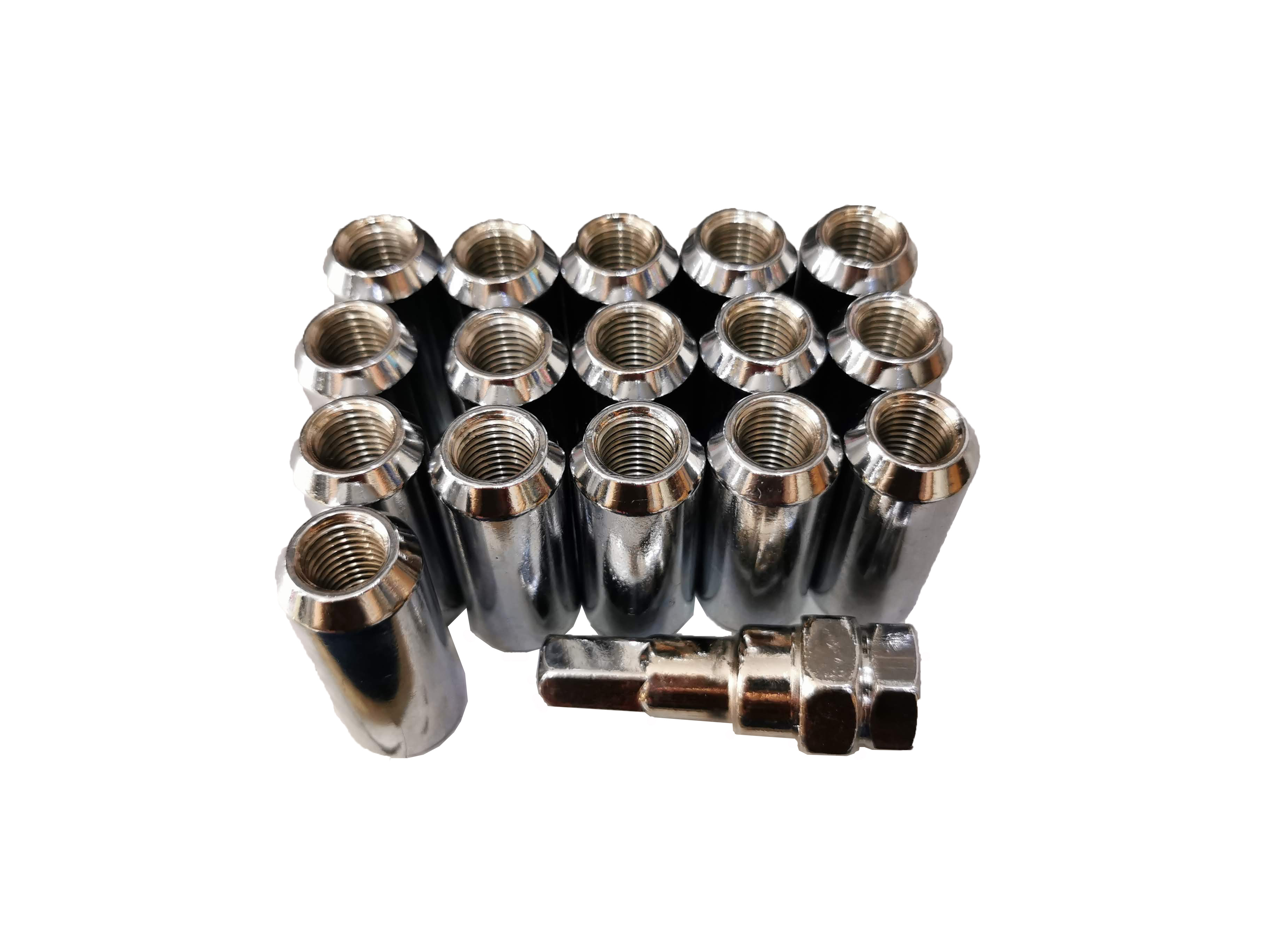 Long 45mm Automotive tire magwheel nut Lug nuts chrome 1.5 set of 16
