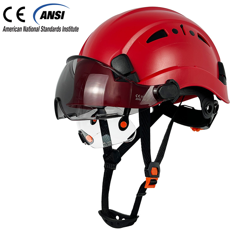 Construction Safety Helmet With Visor Built In Goggles For Engineer ABS