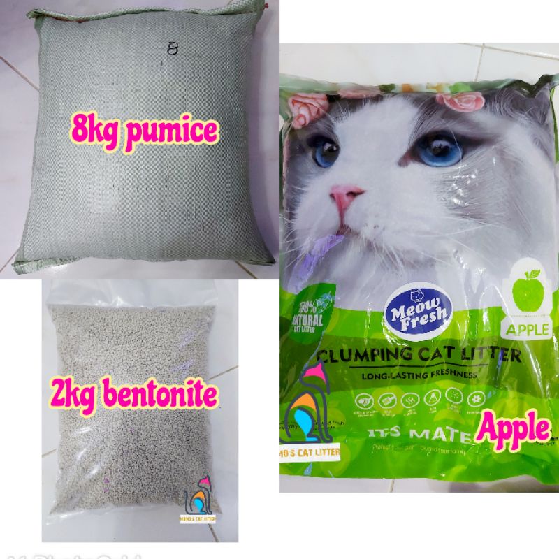 10kg Pumice Sand Cat Litter and Optional Scented Clumping Bentonite Mix