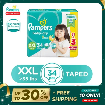 Pampers Baby Dry Taped Diaper Extra Extra Large 34 x 1 pack (34 diapers)