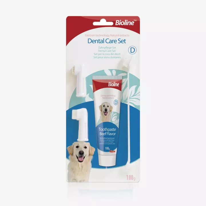Bioline Dental Care Set Toothpaste 100g with Tooth Brush for Dogs