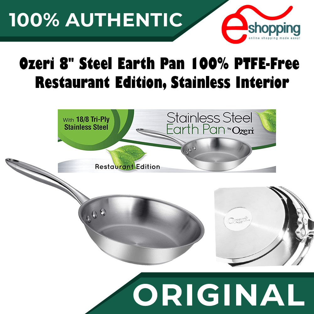 Ozeri 8" Steel Earth Pan 100 PTFEFree Restaurant Edition, Stainless