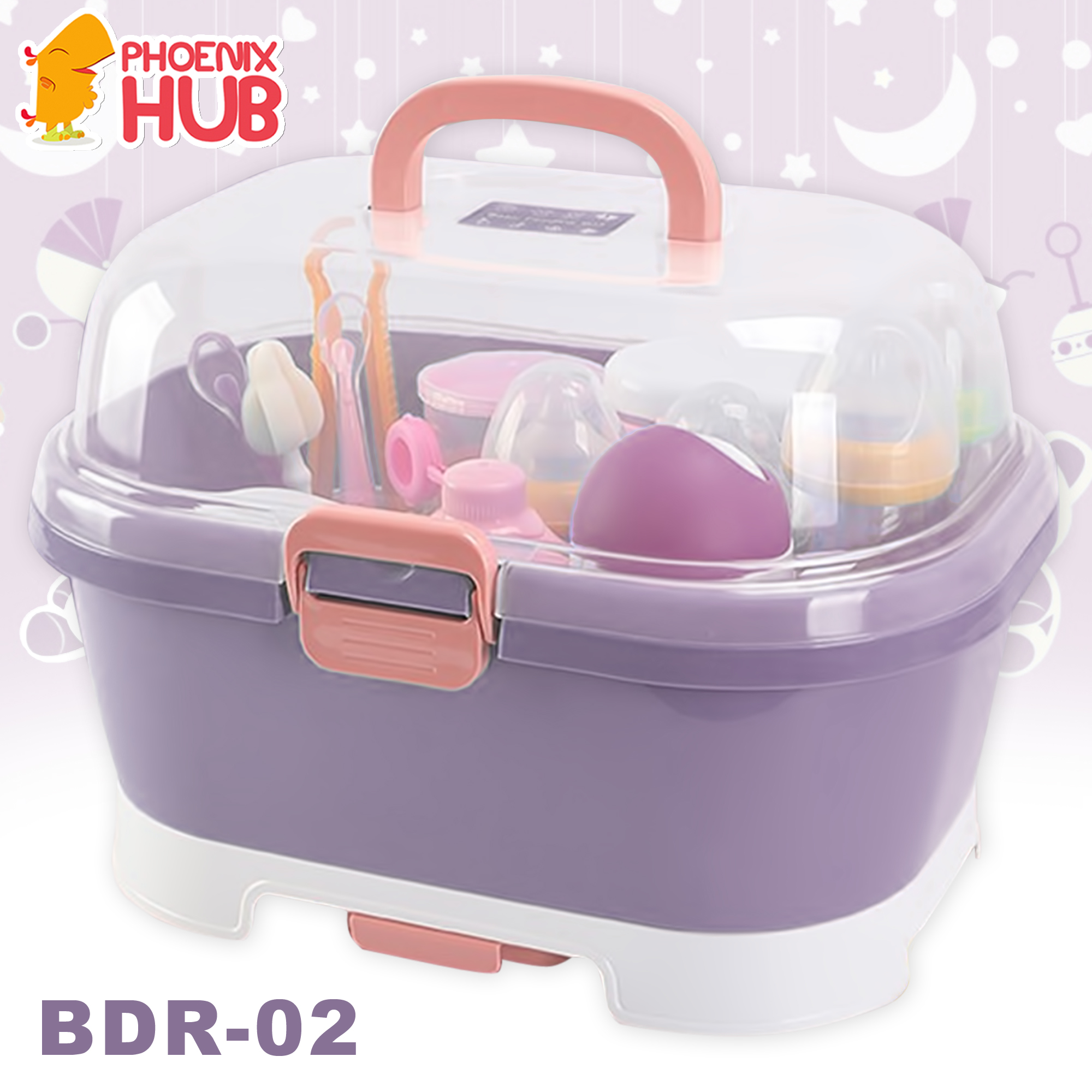 Phoenix Hub BDR02 Baby Bottle Storage Box With Cover Nursing Bottle