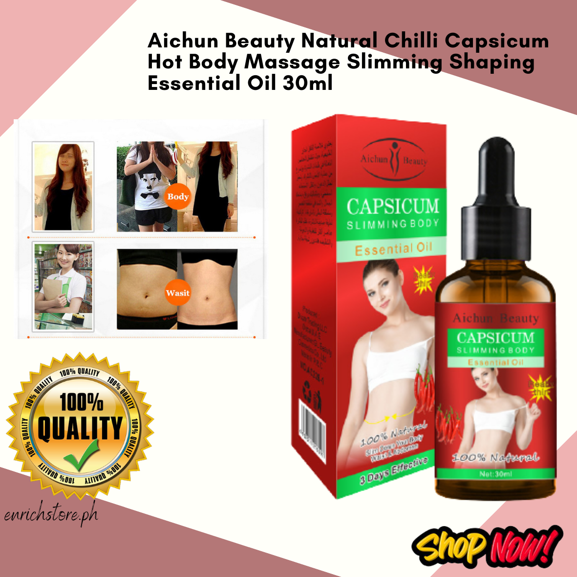AICHUN BEAUTY CAPSICUM Slimming Body Essential Oil 100% Natural 3 Day  Effective 30ml