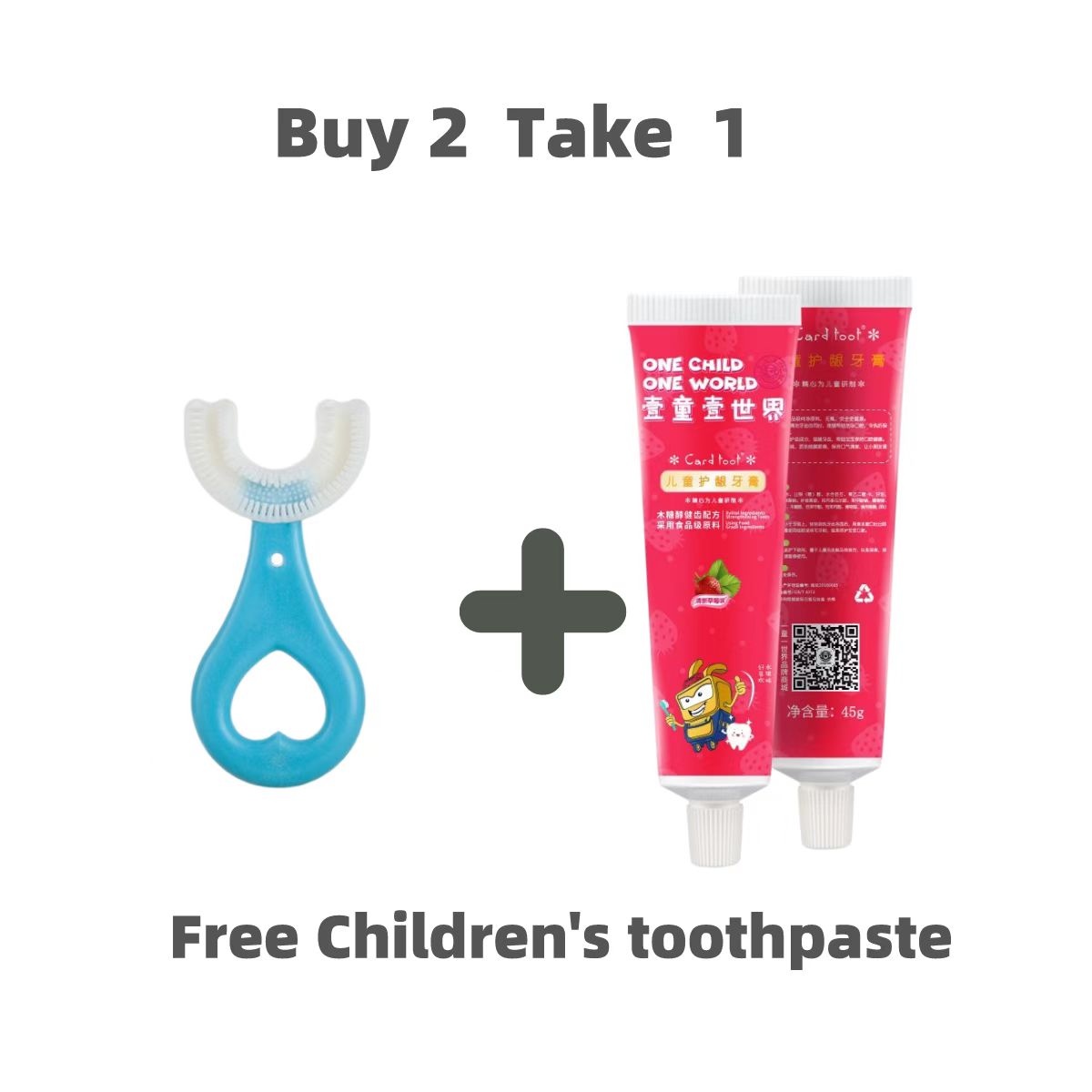 [Free toothpaste and cup]Ushaped Toothbrush For Kids 1 To 6 Years Old