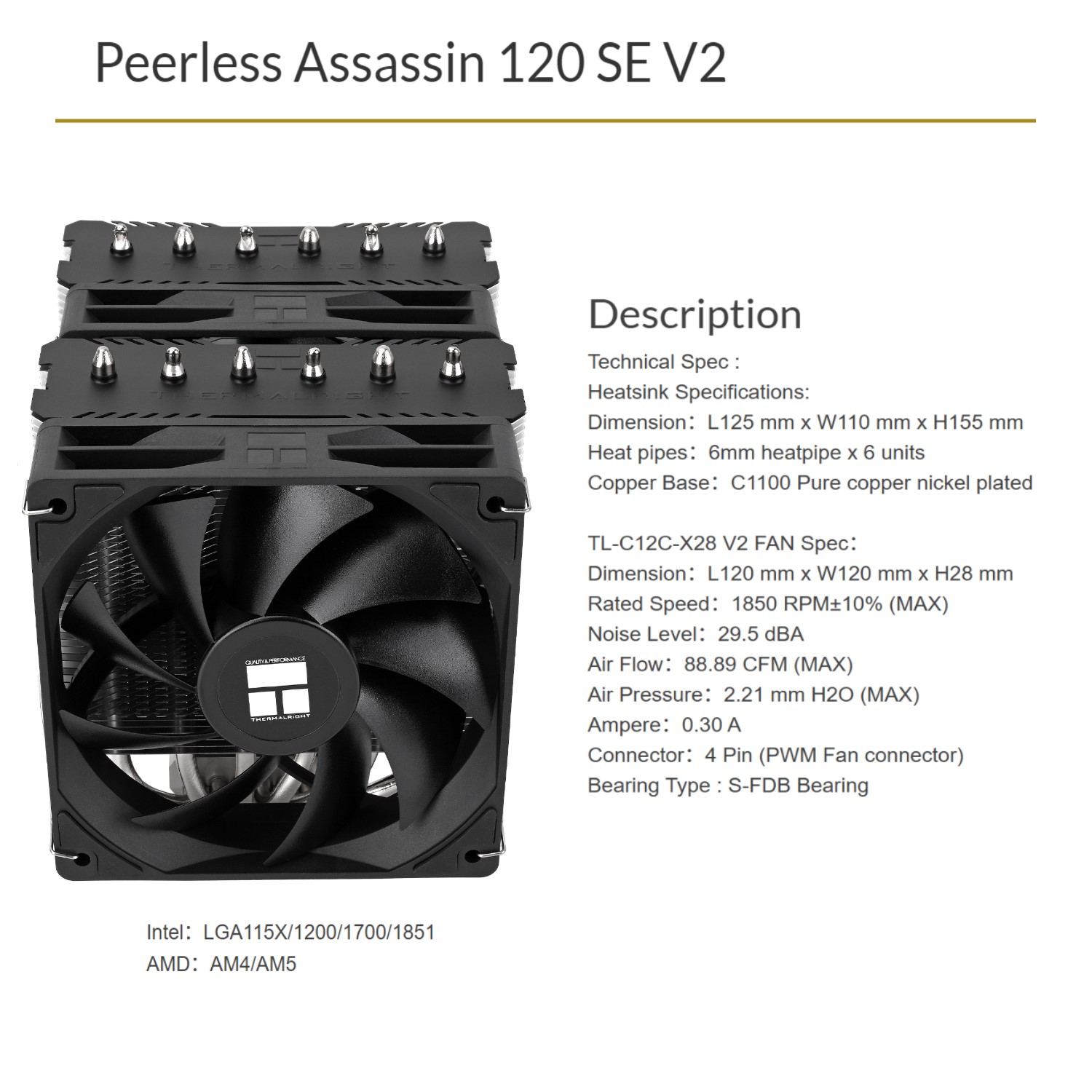 Thermalright Peerless Assassin 120 Installation Thermalright Peerless  Assassin 120 SE CPU Air Cooler, 6 Heat Pipes With AGHP Technology, Dual  120mm TL-C12C PWM Fan, For Intel LGA1700/1200/1150/1151/1851; AMD AM4/AM5 -  Nombre De