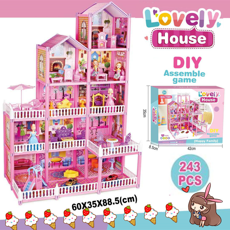 【🇵🇭local Ship】pink Girls Toys Diy Doll House Ts Dream Villa For