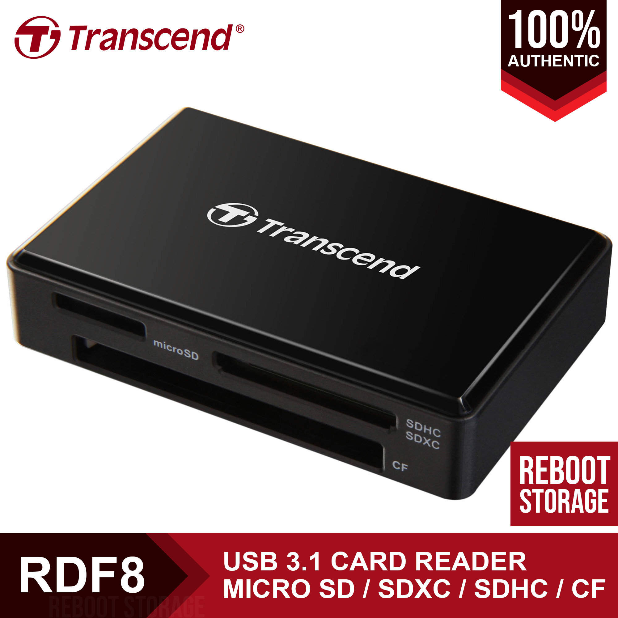 thumbnail image 2 of Transcend USB 3.1 Multi-Card Reader TS-RDF8K2 – For SD, MicroSD, SDHC, SDXC, CompactFlash (UDMA7) 2 of 6