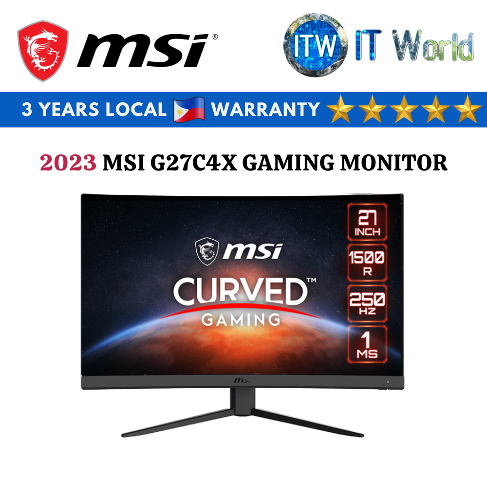 MSI G27C4X 27 Curved Gaming Monitor - 1500R 1920 x 1080 VA Panel, 250Hz /  1ms, AMD FreeSync Premium
