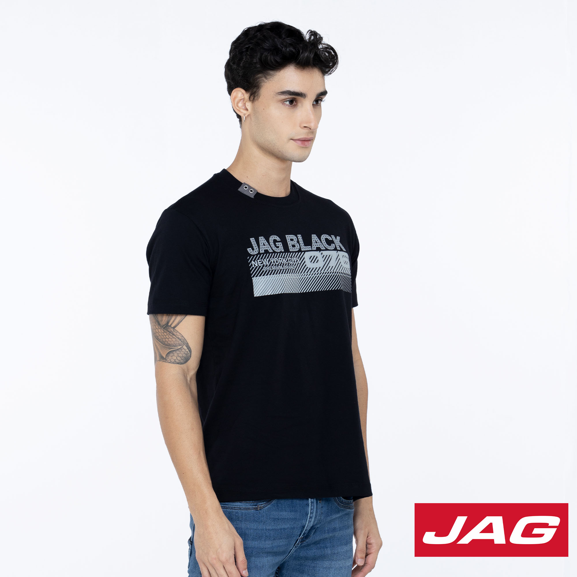 Jag Basic Tee Black Jag Black Mens Graphic Tee 100% Cotton Casual