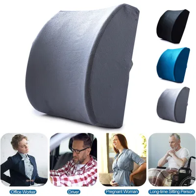 Lumbar Support Back Cushion Memory Foam Orthopedic Pillow with Flannel Cover for Lower Back Pain Relief- Ideal Back Pillow for Computer/Office Chair, Car Seat, Recliner etc