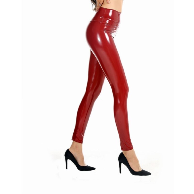 S-XXXL Fashion Women Black PU Leather Pants High Elastic Waist Leggings  latex Slim Leather Leggings Skinny Trousers Women