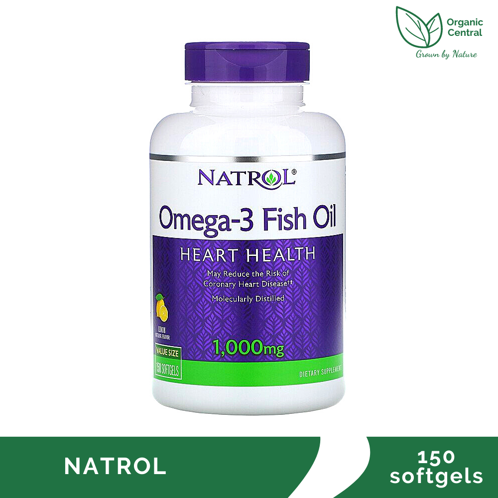Natrol Omega3 Fish Oil Natural Lemon Flavor 1,000 mg 150 Softgels