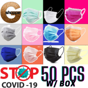 Gshoppe 50PCS Premium Quality 3PLY Colored Disposable Protective Facemask / Face Mask Color