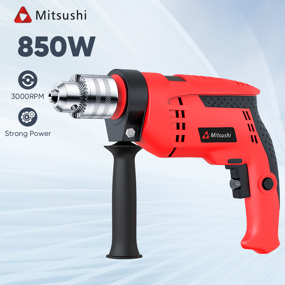 Mitsushi 850W Impact Drill Variable Speed Impact Hammer Drill Wood Drilling Hand Electric Drill