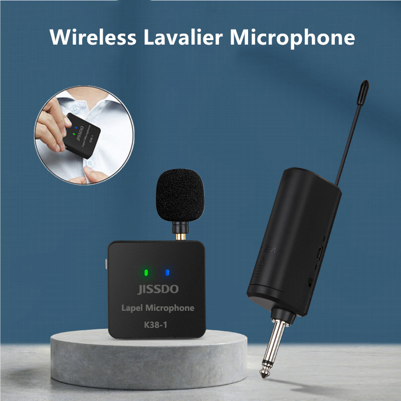 JISSDO Wireless Lavalier Microphone lapel mic with mini receiver for