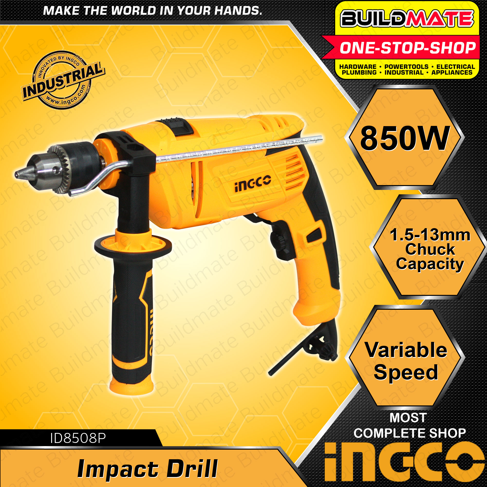 BUILDMATE Ingco Impact Drill 850W 13MM Hammer Drill Electric Drill