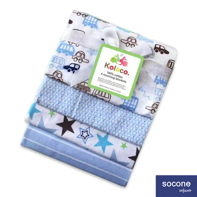 Socone 4 in 1 Receiving Baby Blanket Assorted 100% Cotton for Newborn Baby Infant Gift Idea 8782
