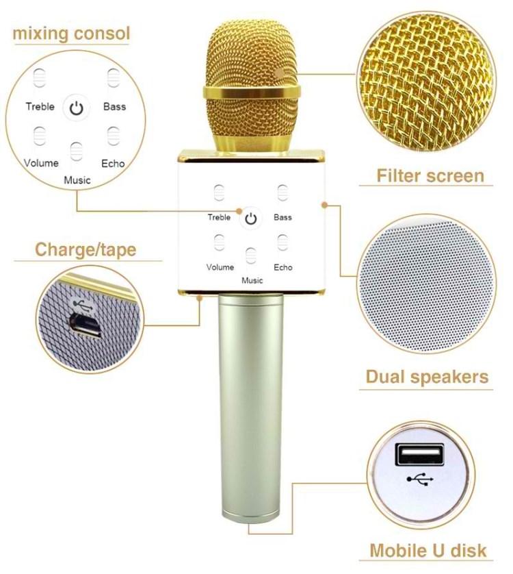 WSQ7 Wireless Bluetooth Handheld Microphone HiFi Speaker Karaoke KTV
