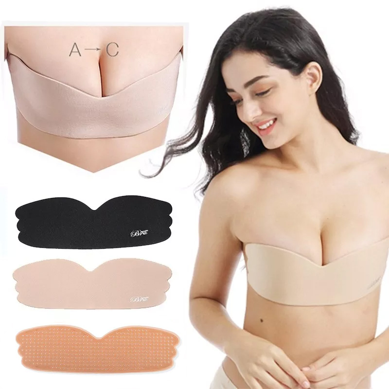 bellylady Women Cotton Strapless Bra Relief Push Up Chest Support Underwear  Non-slip Tube Top Sexy Invisible Front Closure Bra