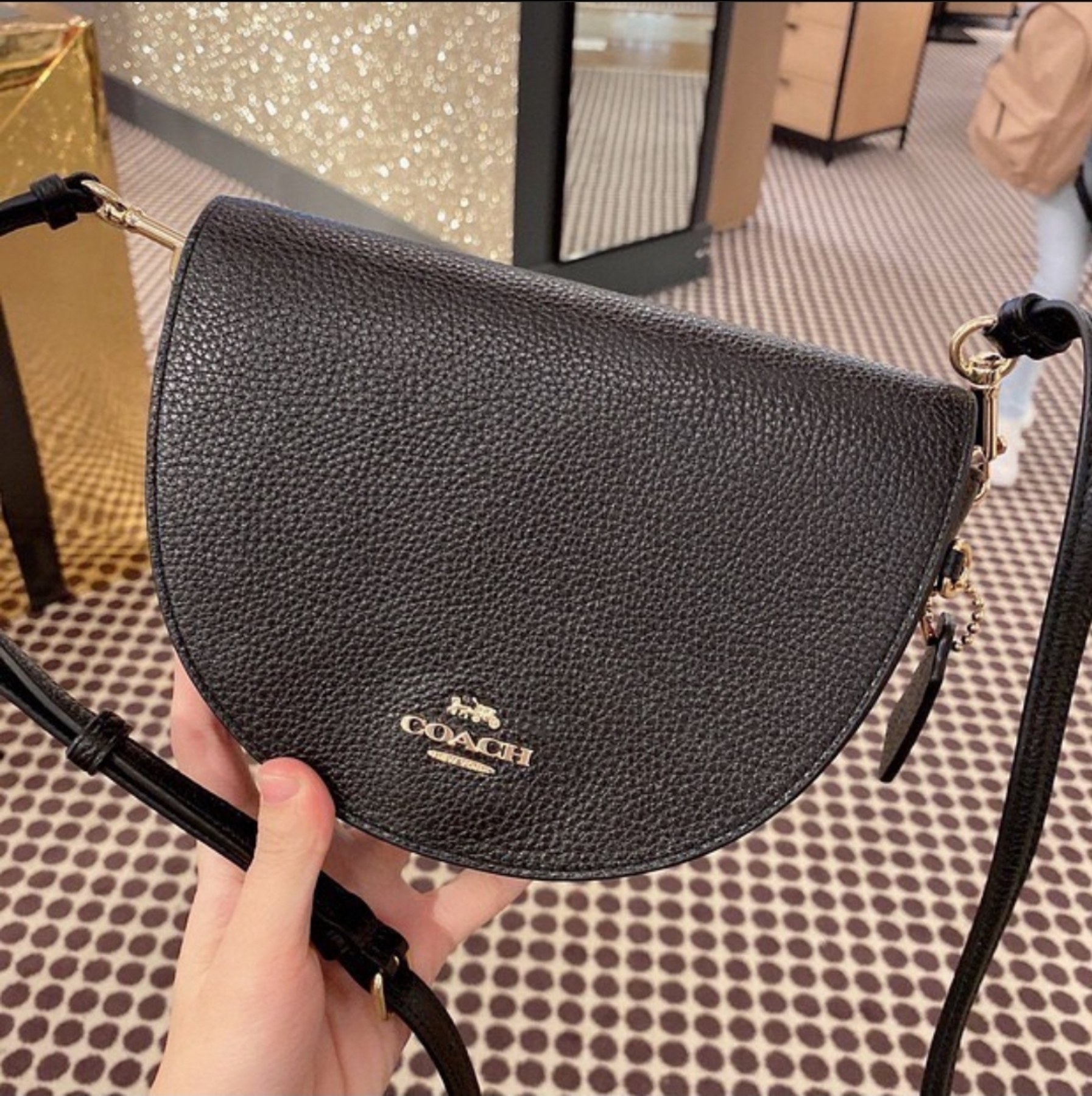 Coach C1432 Ellen Crossbody Bag in Black Refined Pebble Leather and ...
