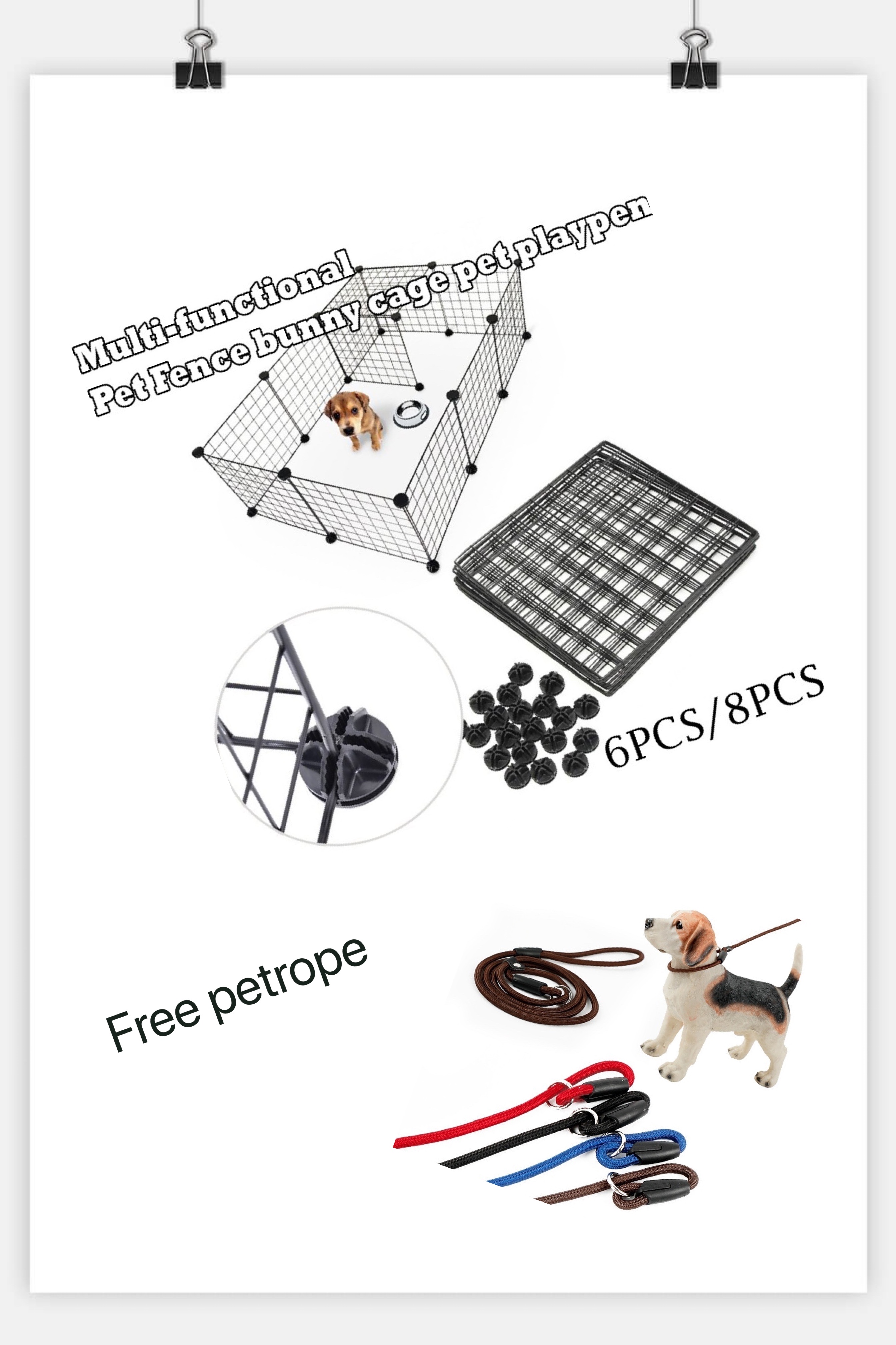 DIY Pet Playpen Animal Cage Crate DIY Metal Wire Kennel Extendable Pet