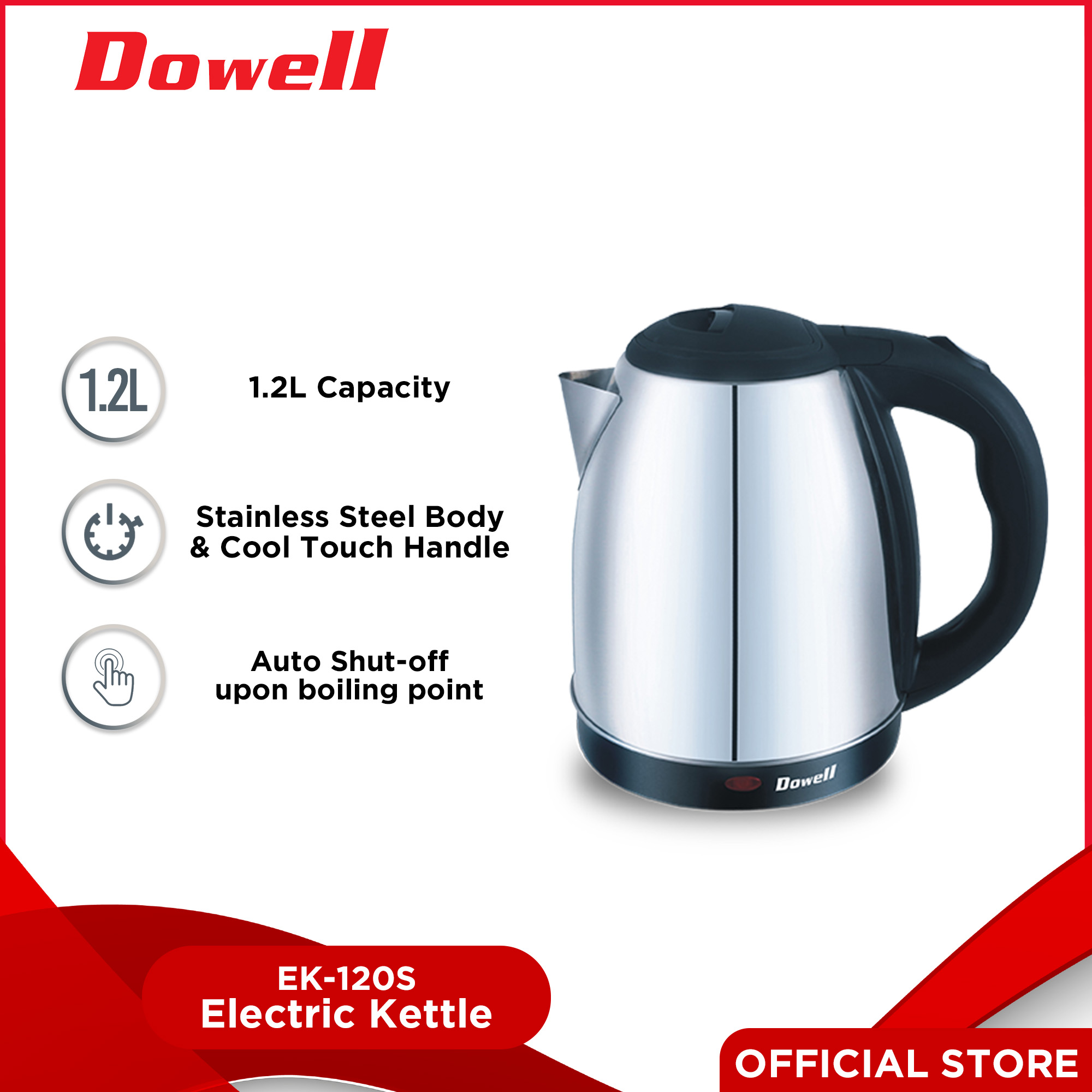 Dowell Electric Kettle EK120S Stainless Steel Fast Boiling Kettle