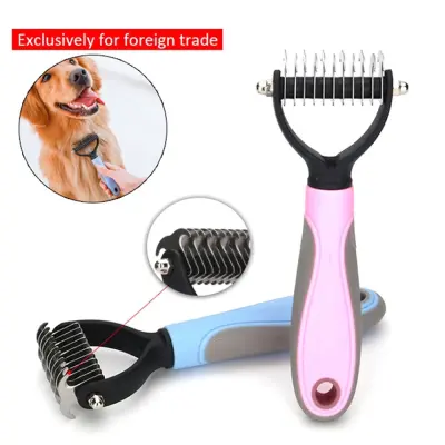 HomeStay Sale Pet Stainless Double Sides Brush Cat Dog Hair Removal Comb Grooming Dematting Deshedding Blade For Matted Long Fur