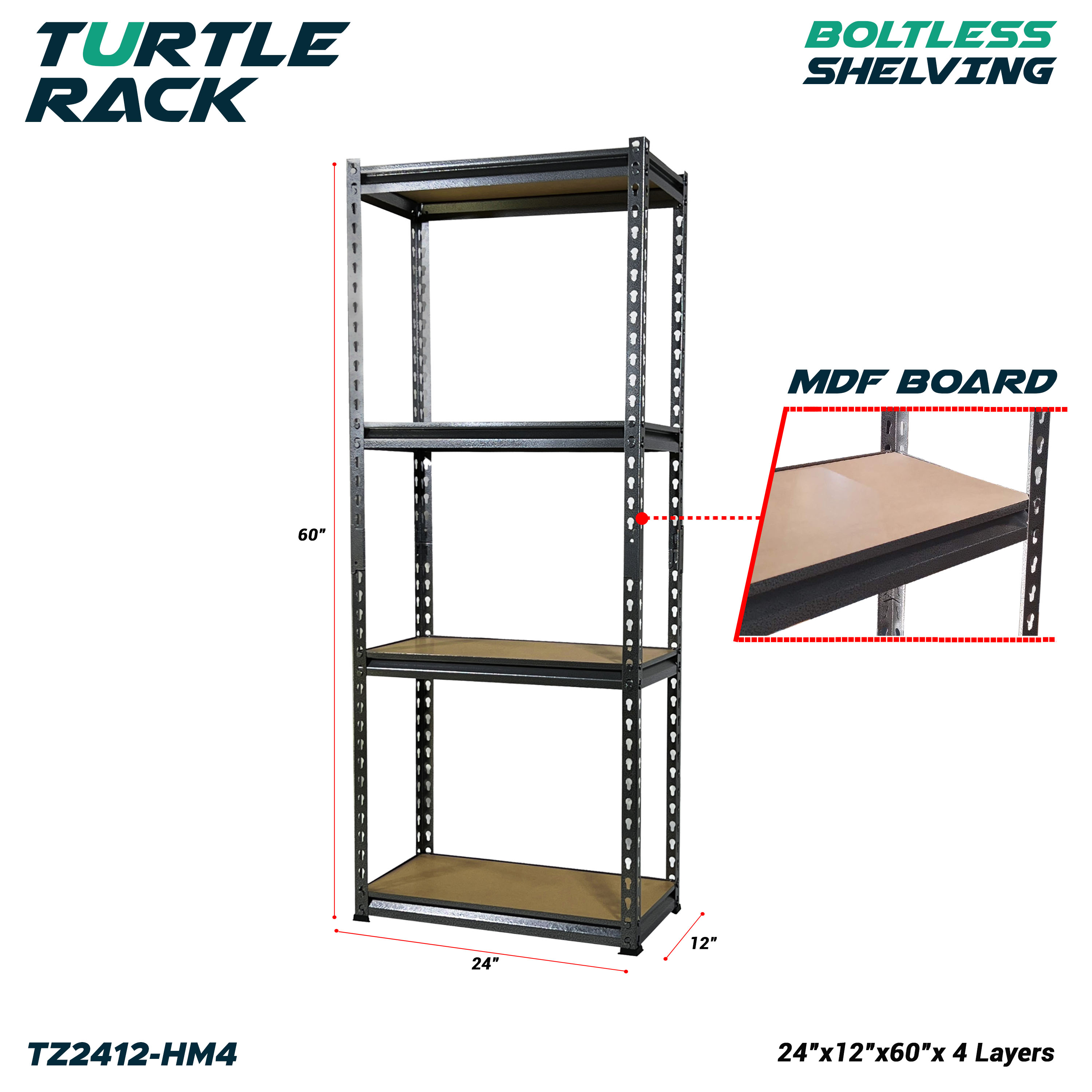 TZ Boltless Rivet Rack Adjustable Steel Shelving 3/4/5 Layers Metal ...