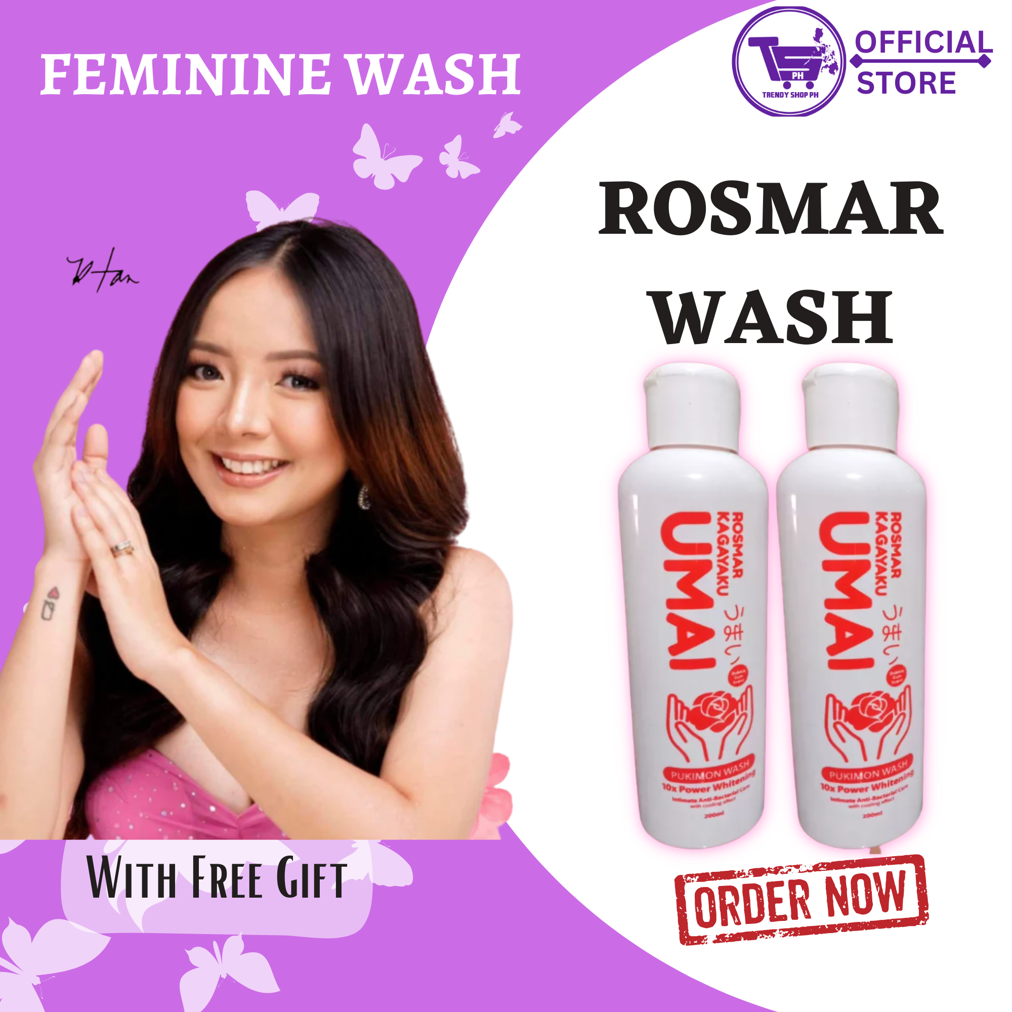 ROSMAR KAGAYAKU UMAI PUKIMON WASH 10X POWER WHITENING ANTI BACTERIAL ...