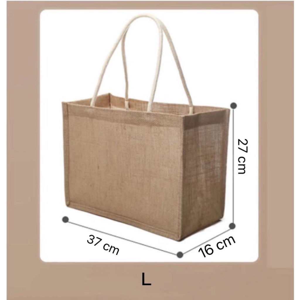 Natural Linen Reusable Jute Bag Burlap Tote Bags Eco Friendly with Soft