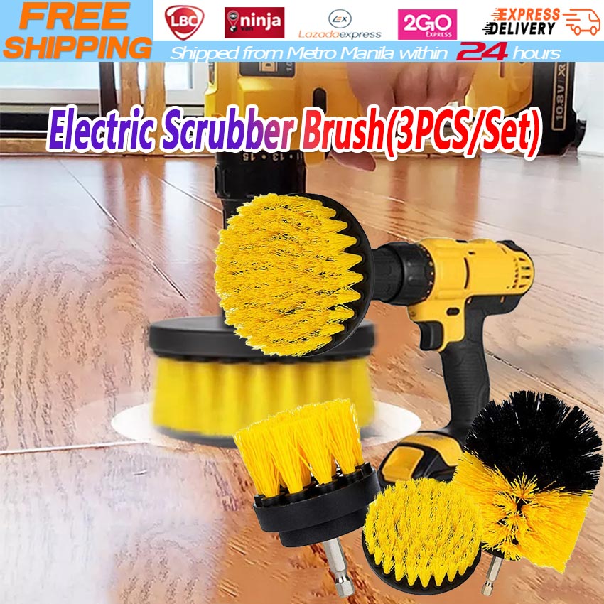 3Pcs/Set Electric Scrubber Brush Drill Brush Plastic Round
