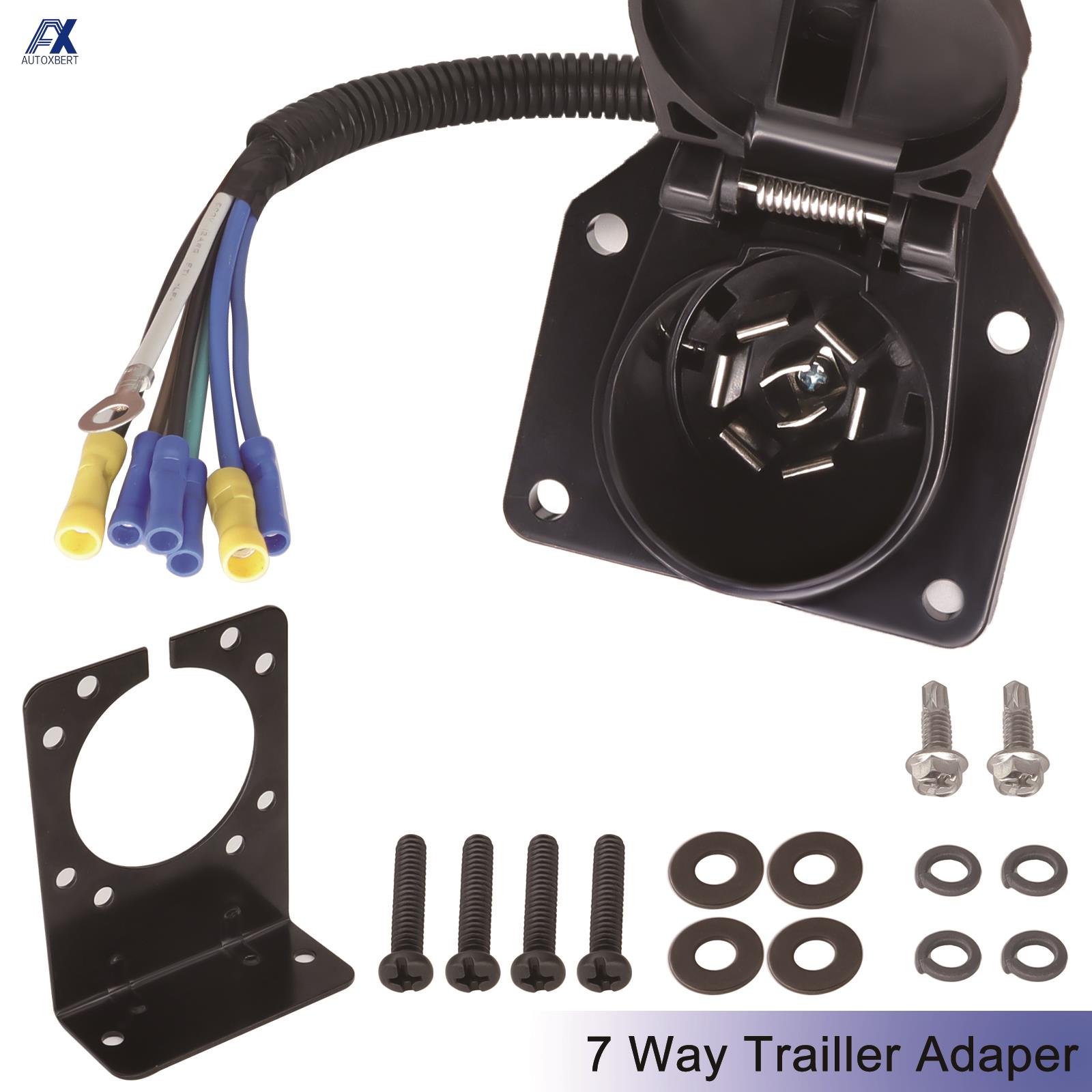 7 Pin 7 Way RV-Style Trailer Connector Socket Extra Wiring Plug ...