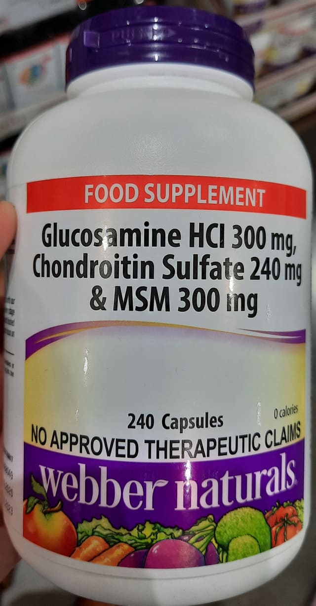 Webber Naturals Glucosamine HCI 300mg , Chondroitin Sulfate 240mg & MSM