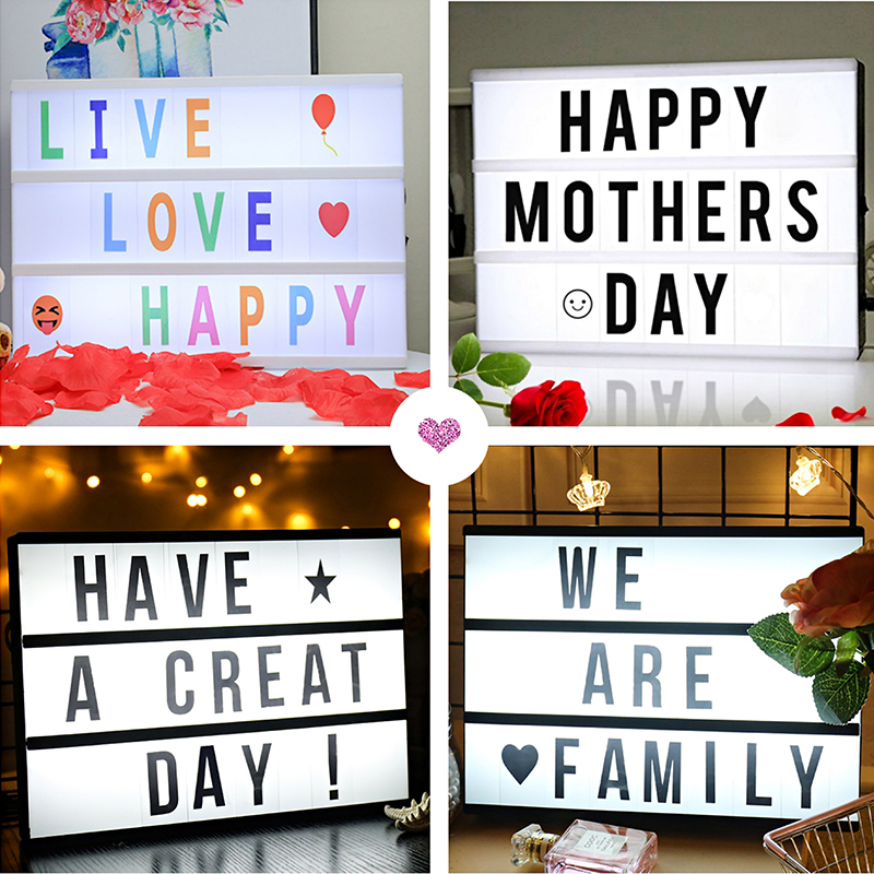 Cinema Lightbox Table Lamps for Kids, DIY Sweet Message Board with Black  Letters and Numbers, AA Battery Power, A4, A5, A6 Size - AliExpress