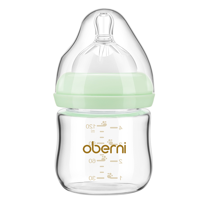 Oberni (Ready Stock)Baby Bottle Wide Neck Glass Newborn Milk Bottle Feeding Bottle Anti-fall and Anti-choking 120ML/150ML #O-2060