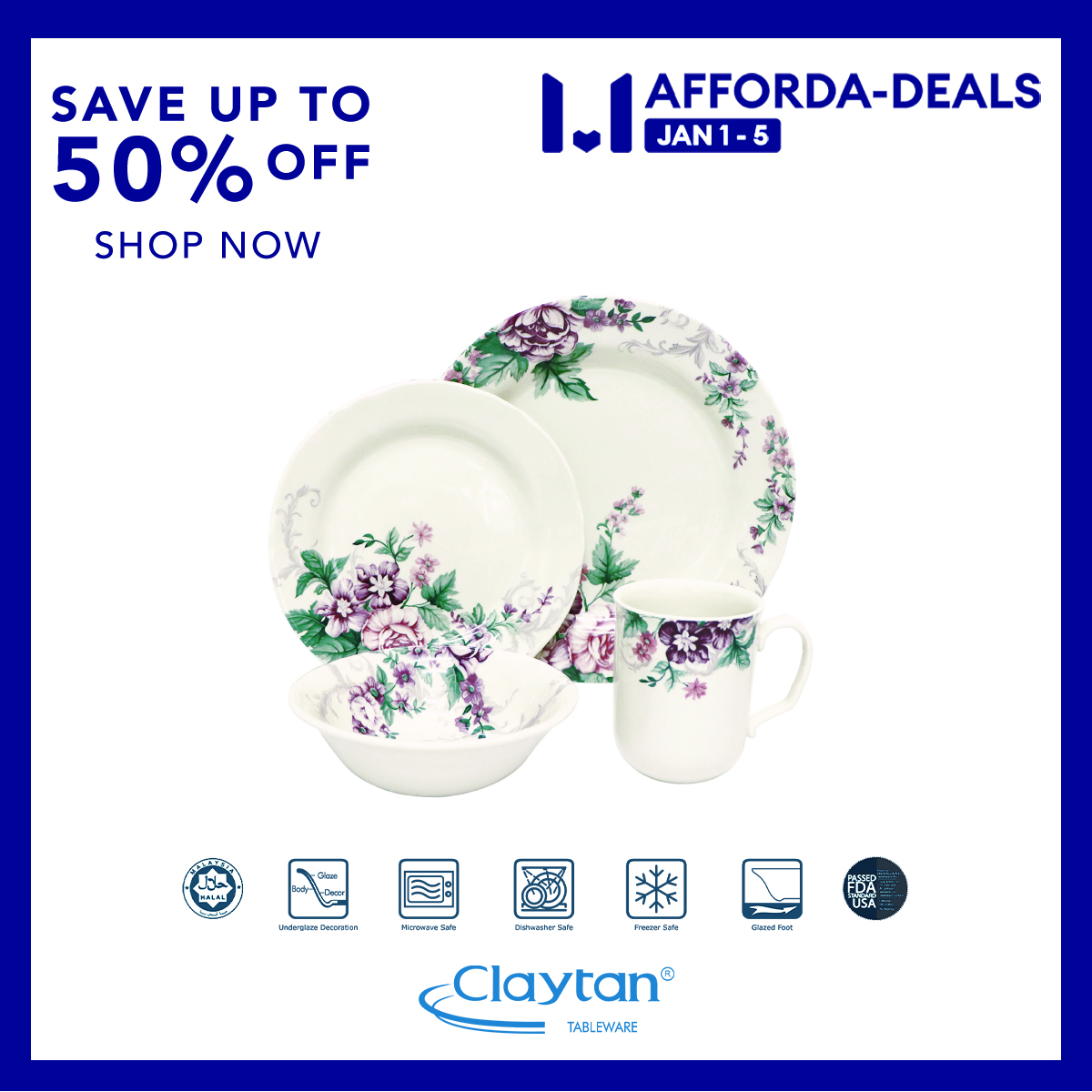 Claytan Full 16 PCS Ceramic Dinner Set Lead Safe and Microwave Safe Lazada PH