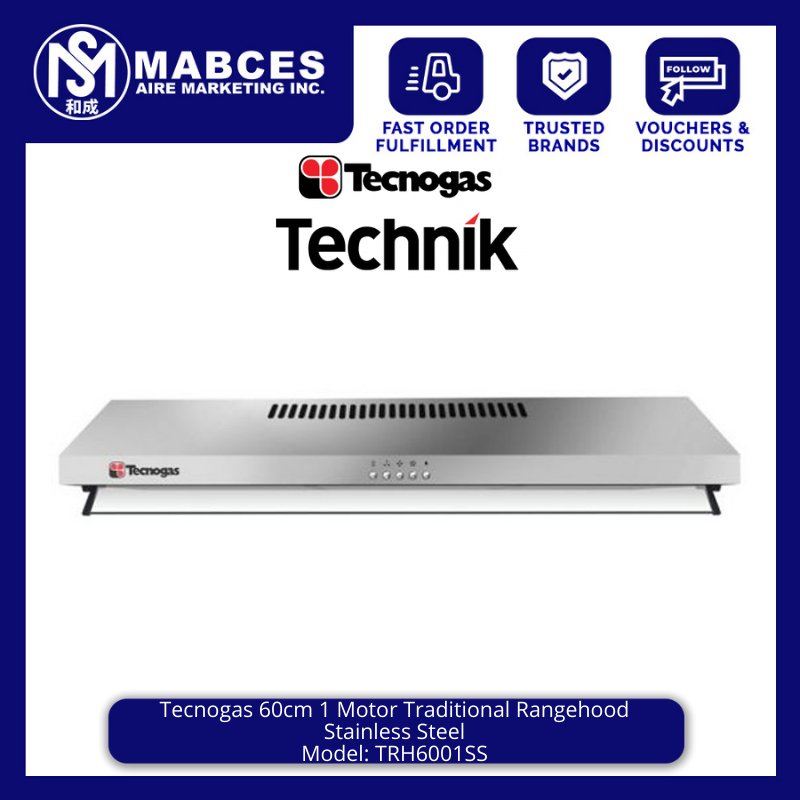 Tecnogas 60cm 1 Motor Traditional Rangehood Stainless Steel TRH6001SS