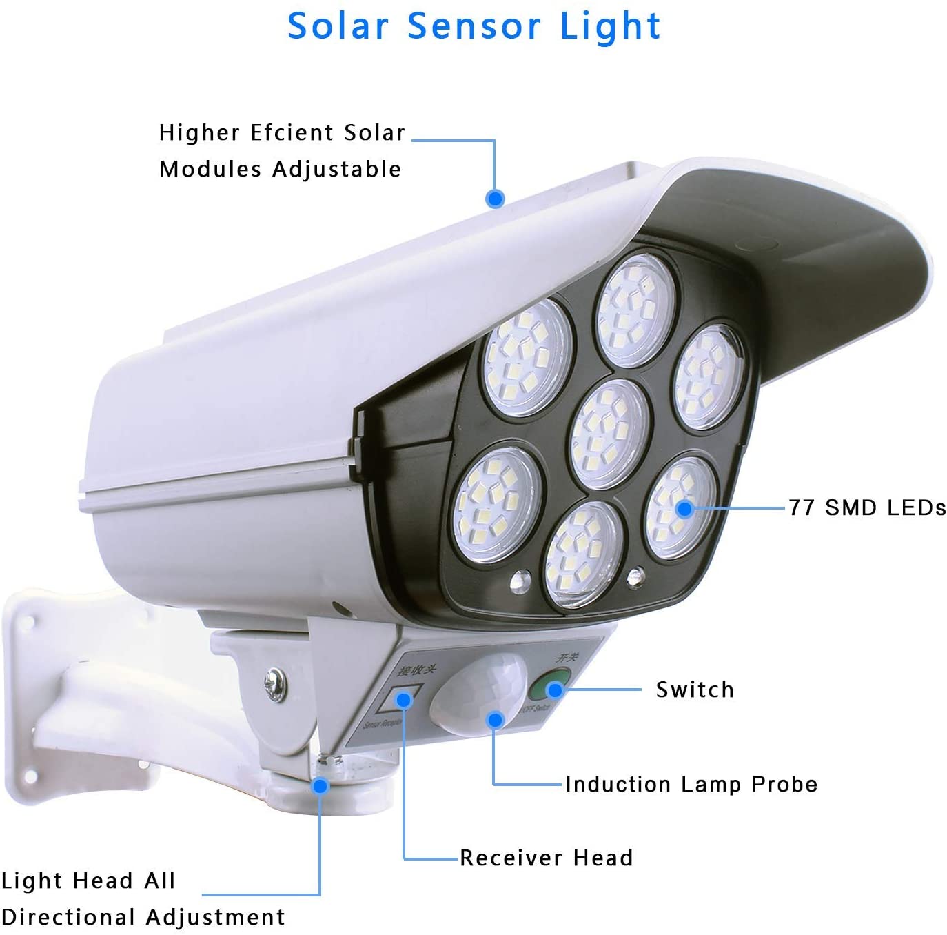 fake security camera with motion detector and led light