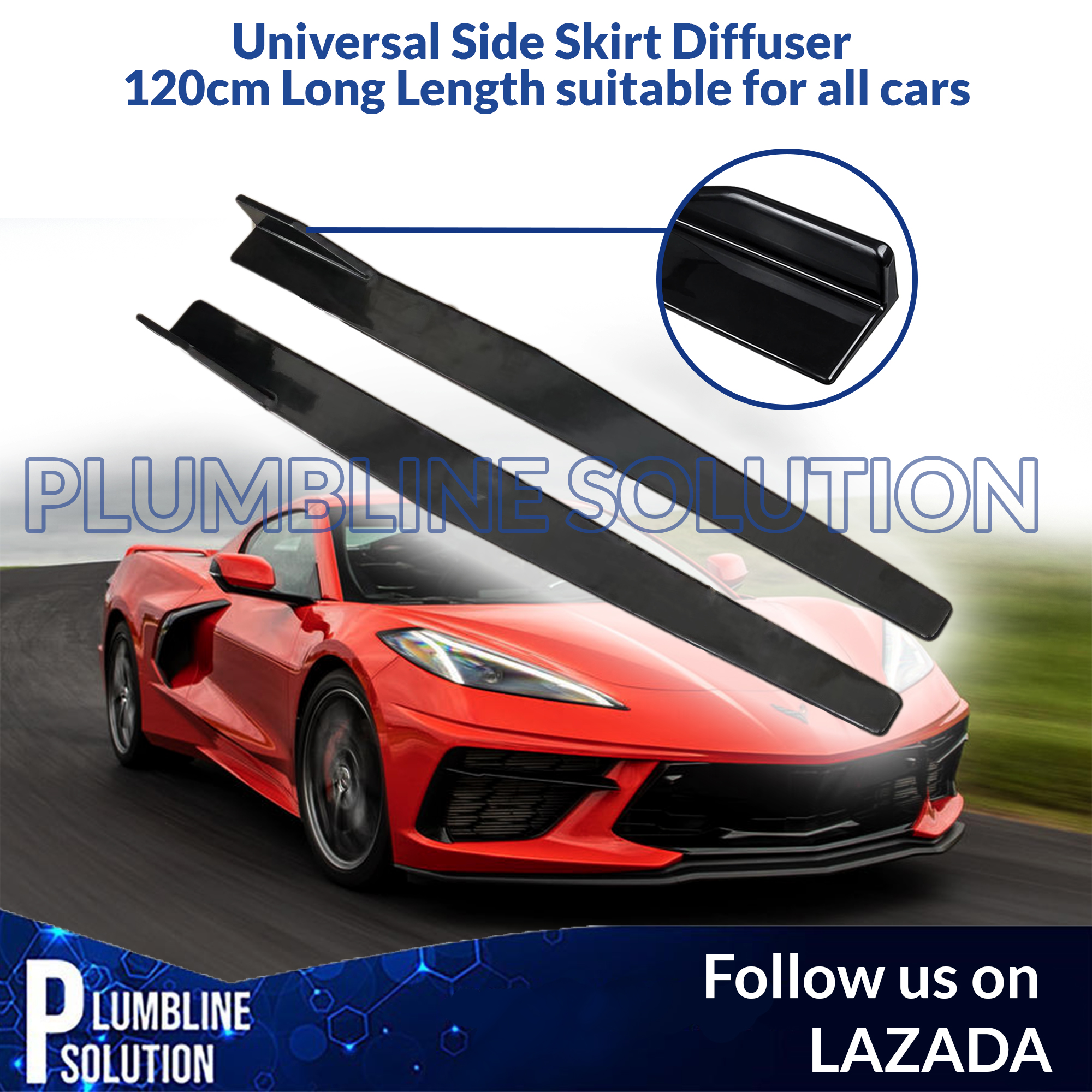 2pcs Car Side Skirt Splitter Lip Winglet Diffuser Universal 120cm/47.2in Glossy Black | Fruugo UK